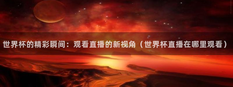 世界杯预选赛赛程：世界杯的精彩瞬间：观看直播的新视角（世界杯直播在哪里观看）